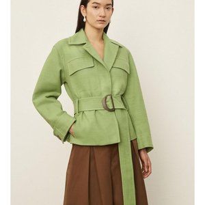 Vince Saharienne Linen-Blend Green Jacket
